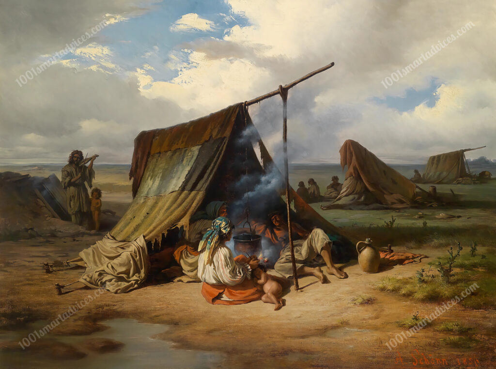 Gypsies camped by Alois Schönn